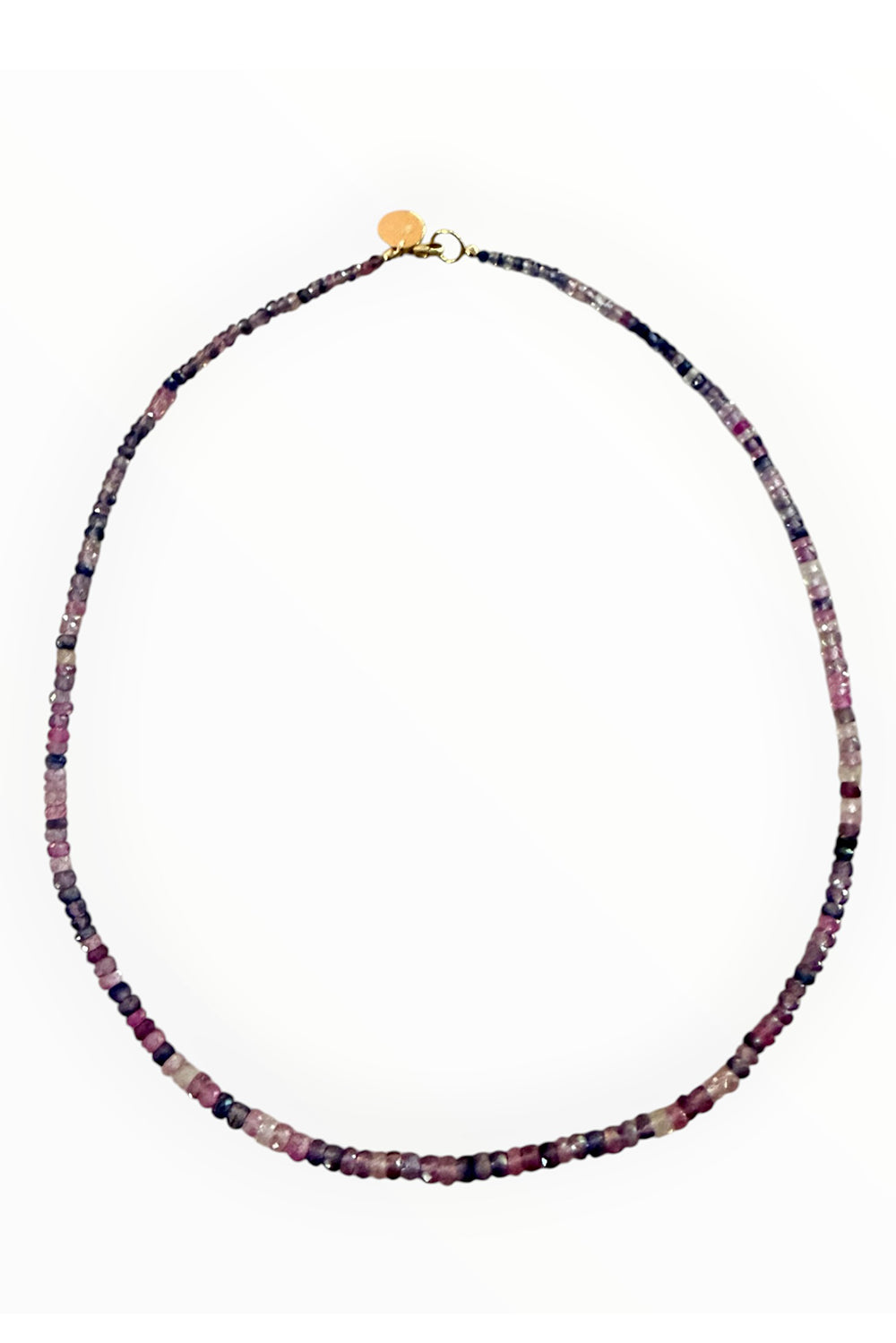 Fine faceted pink and purple sapphires on gold filled elements