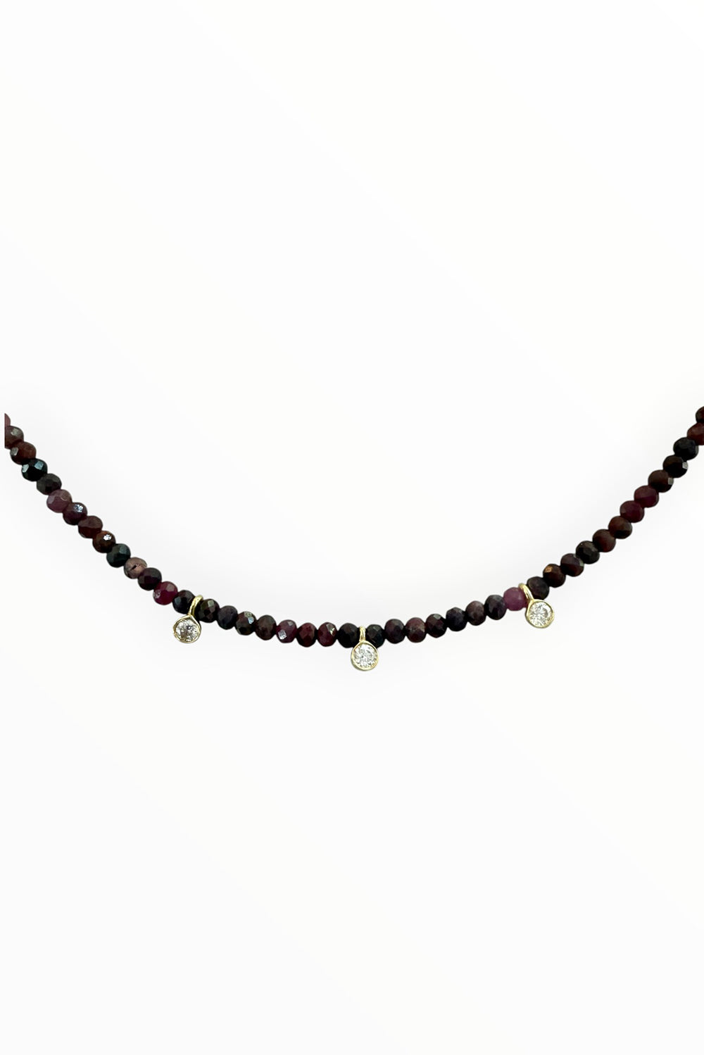 Faceted pink Sapphires with 3 gold vermeil lab grown diamond drops