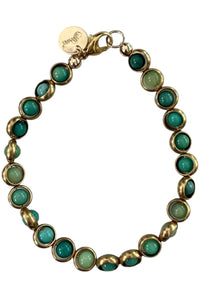 Gemstone Bracelet with Antique Gold Rings in Chrysophrase