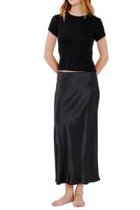 Miranda Scallop Trim Bias Cut Skirt in Black