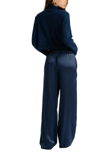 Brynn High Rise Pull On Wide Leg Pant in Midnight
