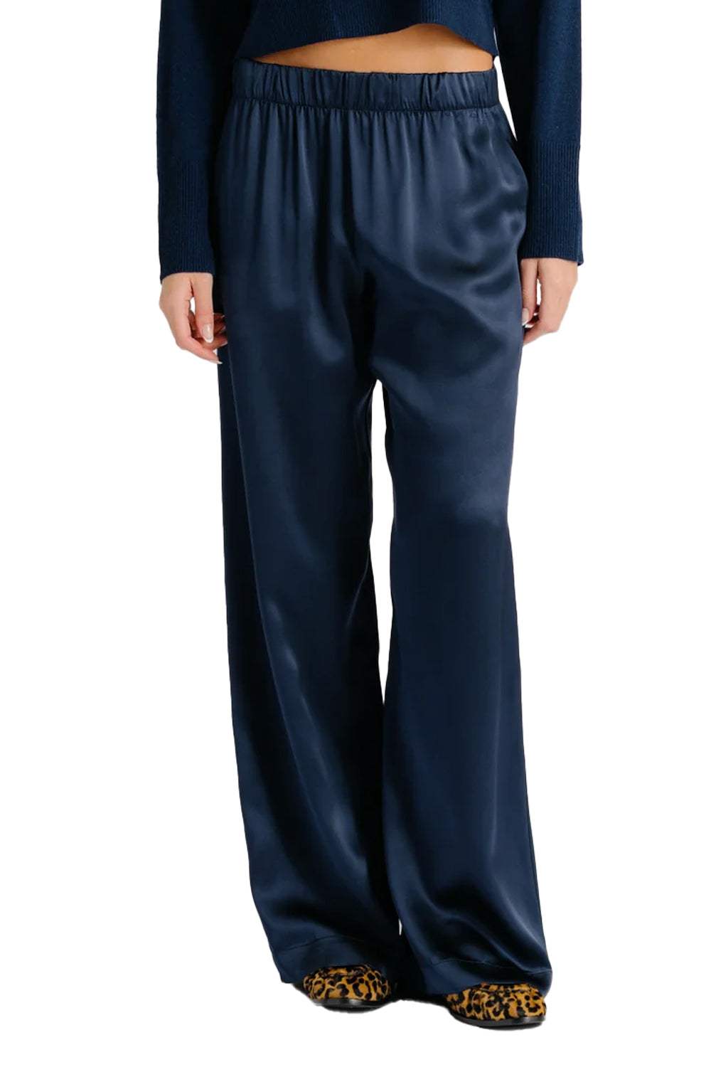 Brynn High Rise Pull On Wide Leg Pant in Midnight