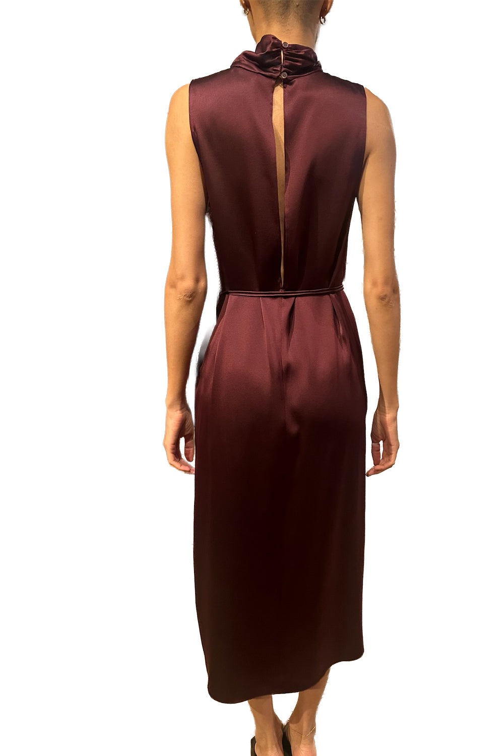 Beatrice Slouchy Mock Neck Tank Dress in Cabernet