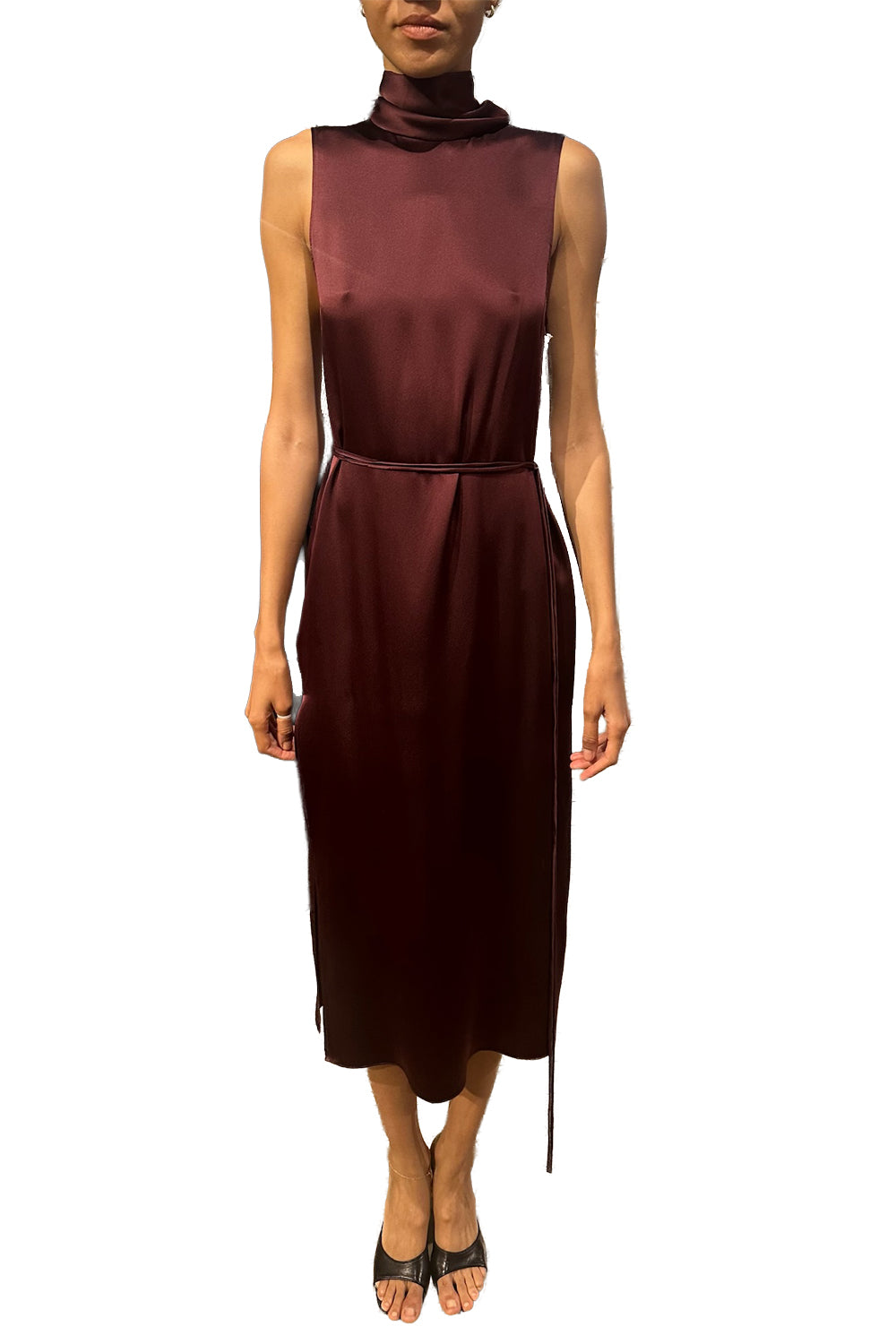 Beatrice Slouchy Mock Neck Tank Dress in Cabernet