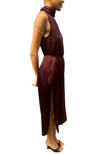 Beatrice Slouchy Mock Neck Tank Dress in Cabernet
