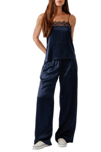 Brynn High Rise Pull On Wide Leg Pant in Midnight