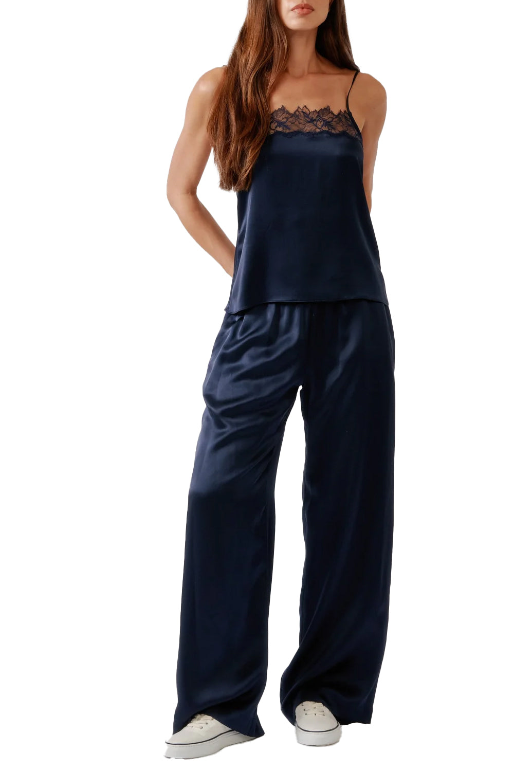 Brynn High Rise Pull On Wide Leg Pant in Midnight