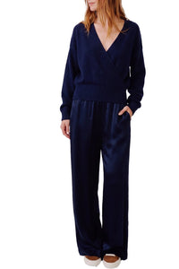 Koda Wrap Cashmere Sweater in Midnight Navy