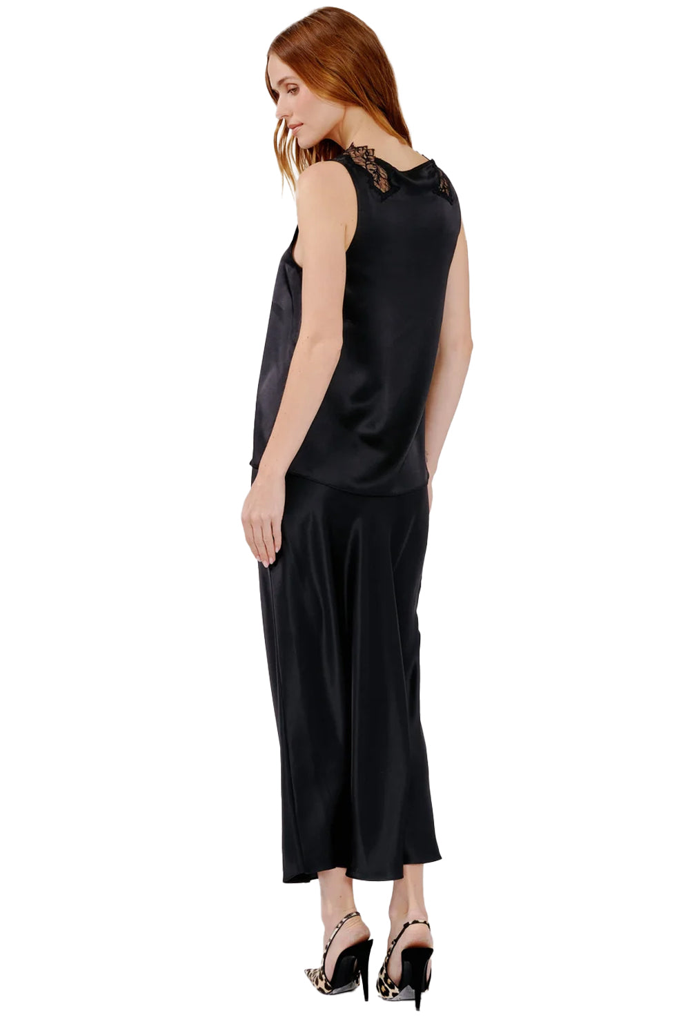Mazzy V-Neck Lace Tank in Black