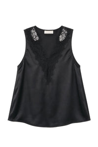 Mazzy V-Neck Lace Tank in Black