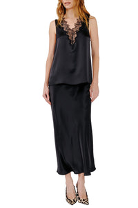 Mazzy V-Neck Lace Tank in Black