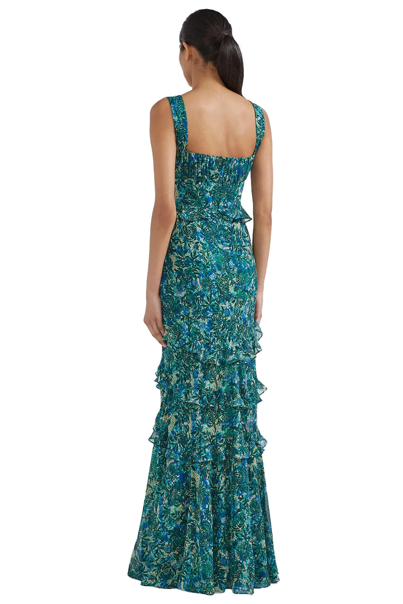 Chandra Dress in Python Flower Emerald