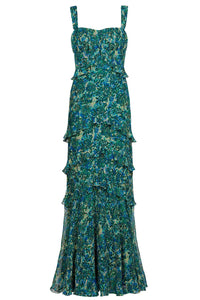 Chandra Dress in Python Flower Emerald