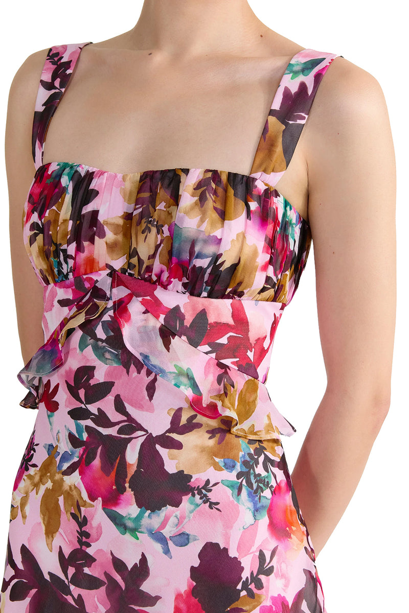 Chandra Short Dress in Watercolor Flourish