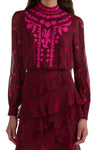 Isa Ruffle in Astilbe Burgundy Embroidery