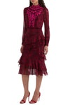 Isa Ruffle in Astilbe Burgundy Embroidery