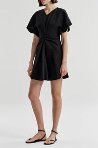 Leni Linen Mini Dress in Black
