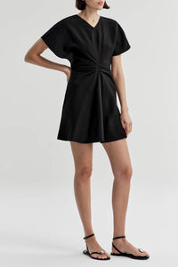 Leni Linen Mini Dress in Black
