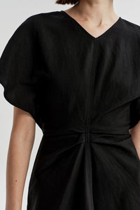 Leni Linen Mini Dress in Black