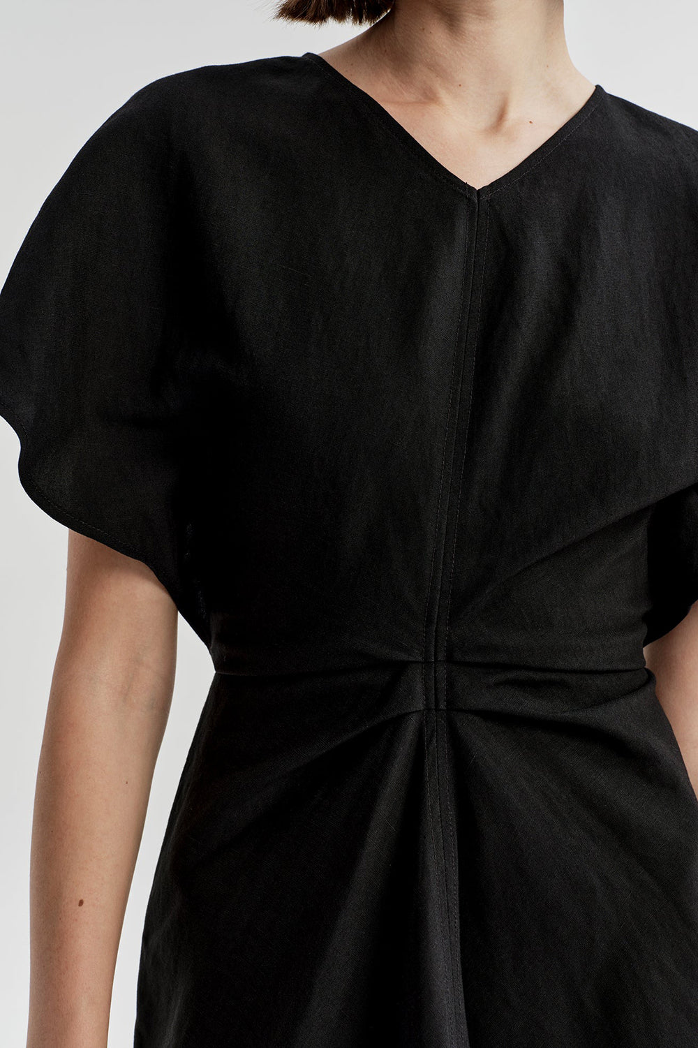 Leni Linen Mini Dress in Black