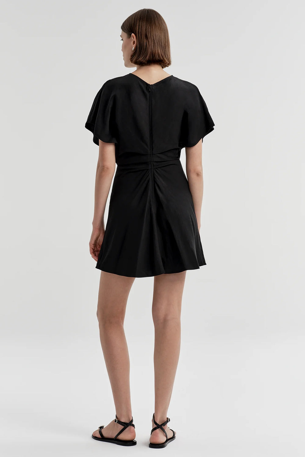 Leni Linen Mini Dress in Black