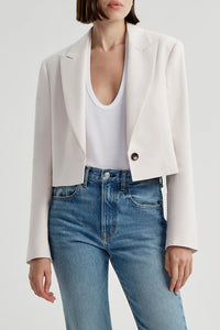 Cam Cropped Linen Jacket in Buttercream