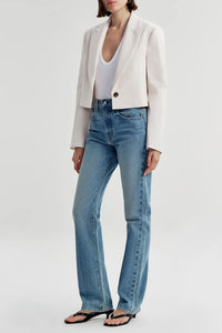 Cam Cropped Linen Jacket in Buttercream