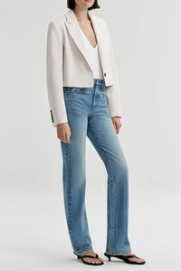 Cam Cropped Linen Jacket in Buttercream