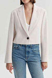 Cam Cropped Linen Jacket in Buttercream