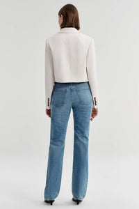 Cam Cropped Linen Jacket in Buttercream