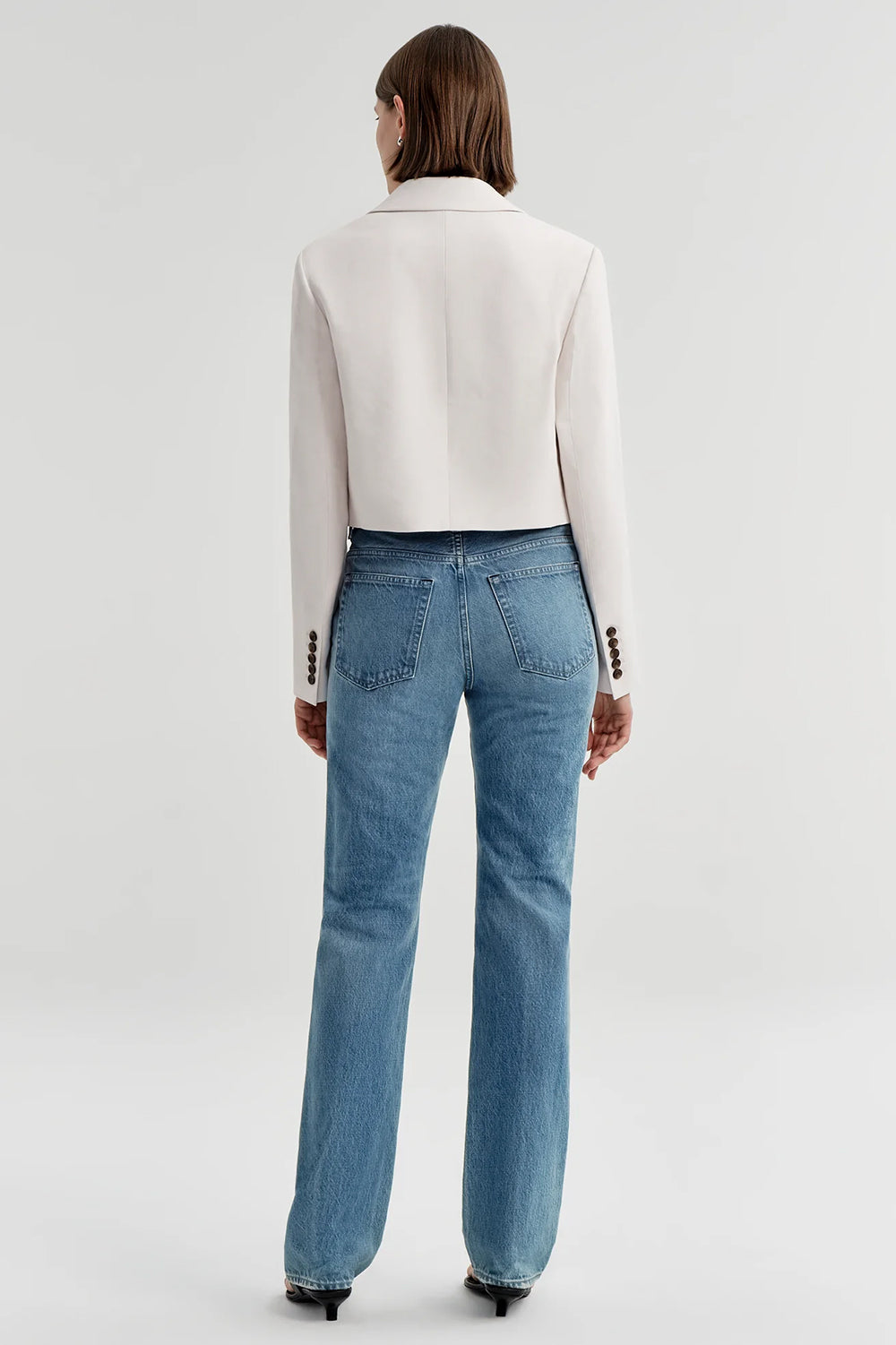 Cam Cropped Linen Jacket in Buttercream
