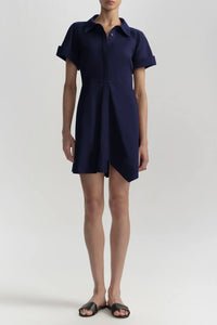 Julie Cotton Mini Shirtdress in Navy