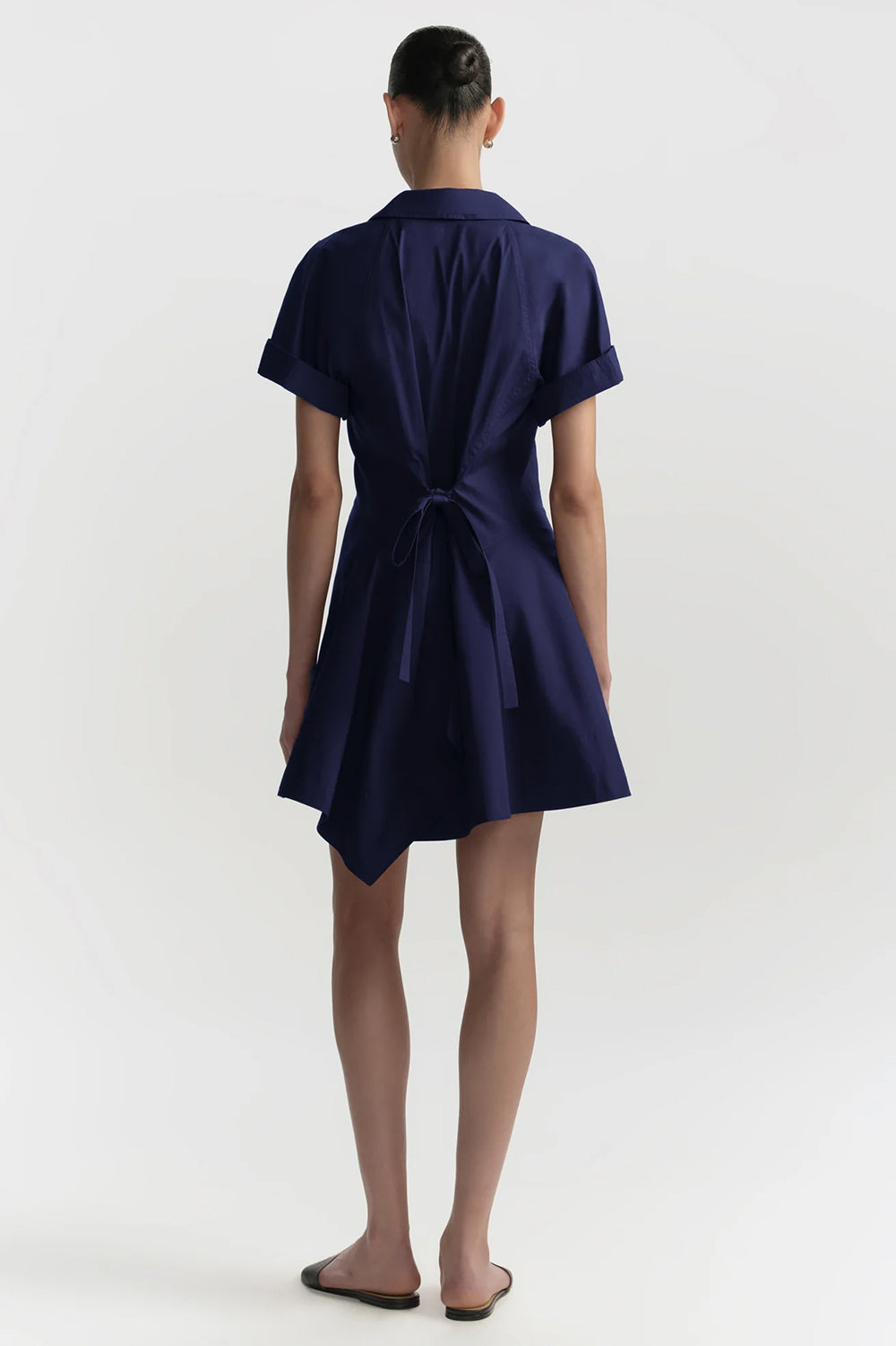 Julie Cotton Mini Shirtdress in Navy
