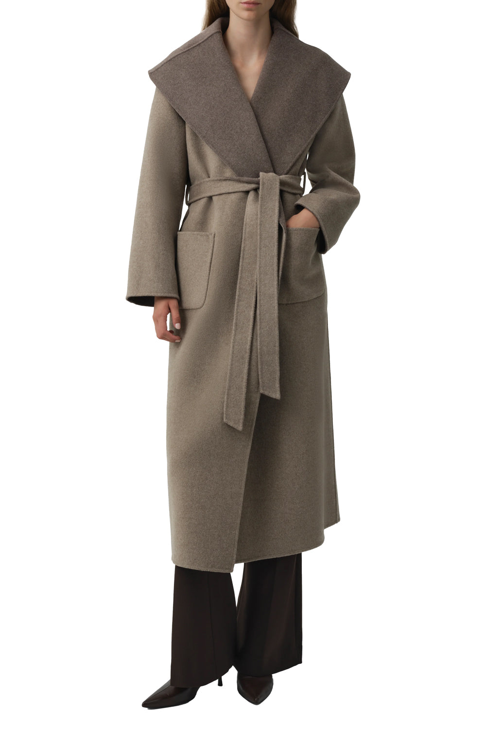 Allura Reversible Belted Coat in Mushroom Multi