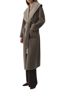 Allura Reversible Belted Coat in Mushroom Multi