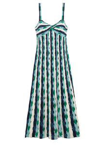 Christina Knit Midi Dress in Kelly Green Multi