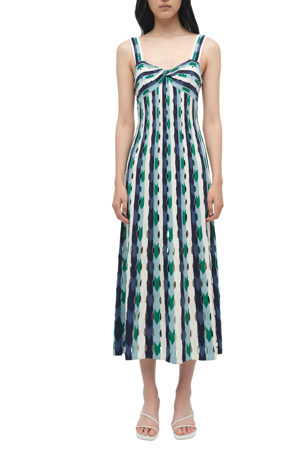 Christina Knit Midi Dress in Kelly Green Multi
