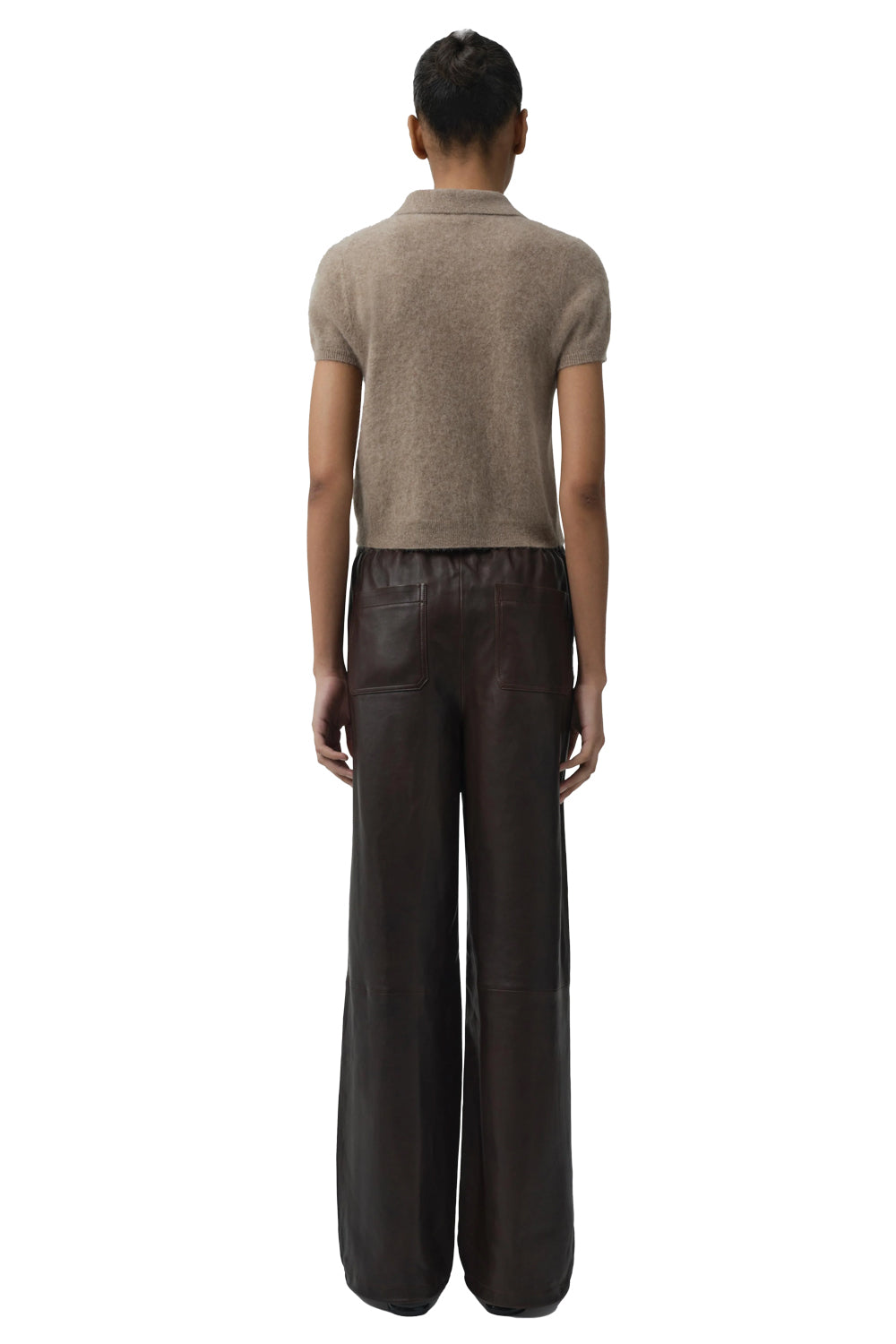 Ivy Brushed Knit Polo in Light Otter