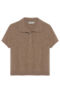 Ivy Brushed Knit Polo in Light Otter