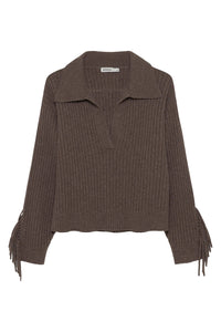 Natalia Collared Sweater in Mushroom Melange