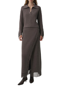 Natalia Collared Sweater in Mushroom Melange