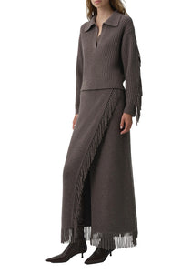 Natalia Collared Sweater in Mushroom Melange
