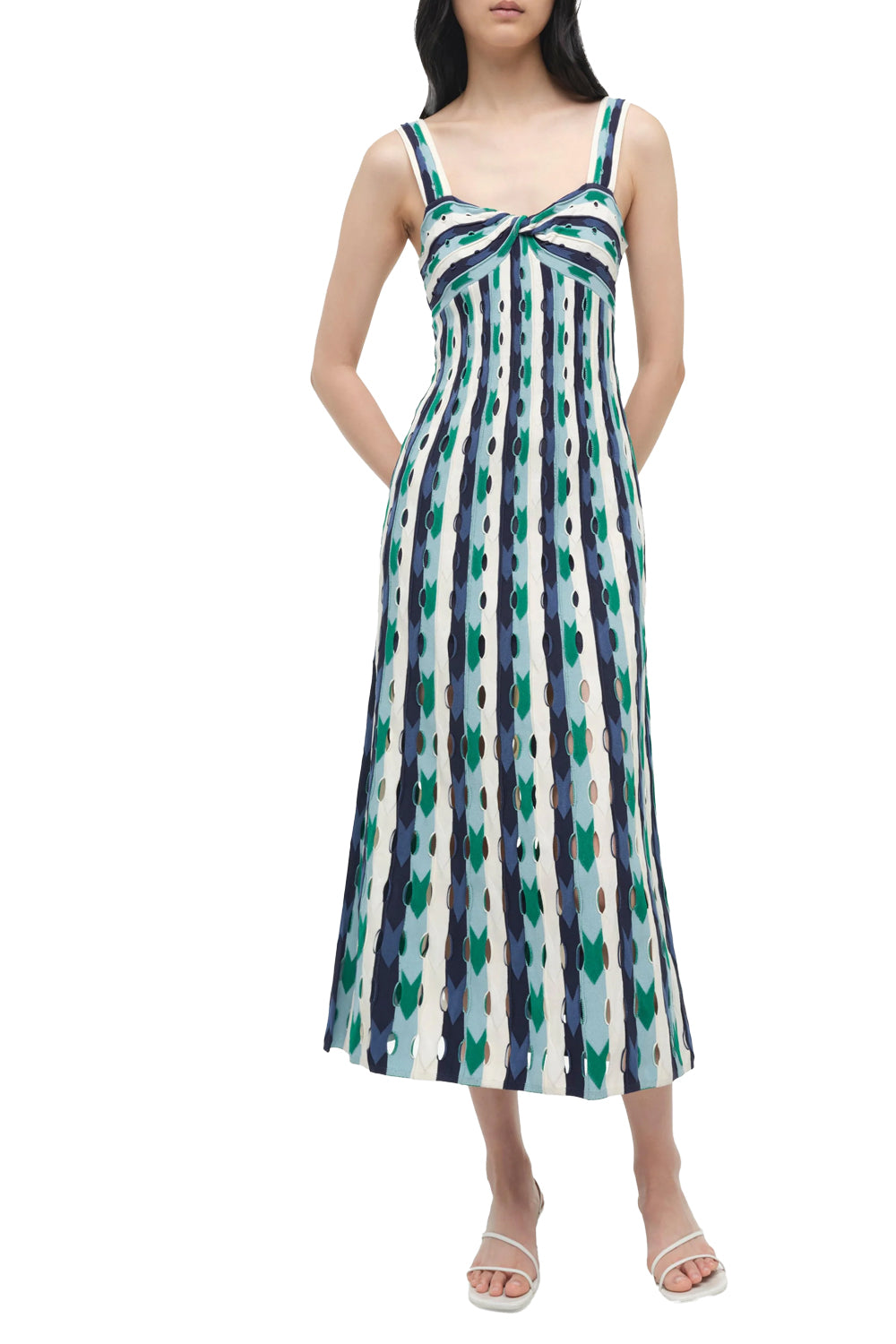 Christina Knit Midi Dress in Kelly Green Multi