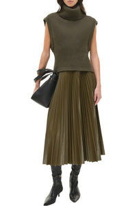 Kezia Vegan Leather Midi Skirt in Alligator