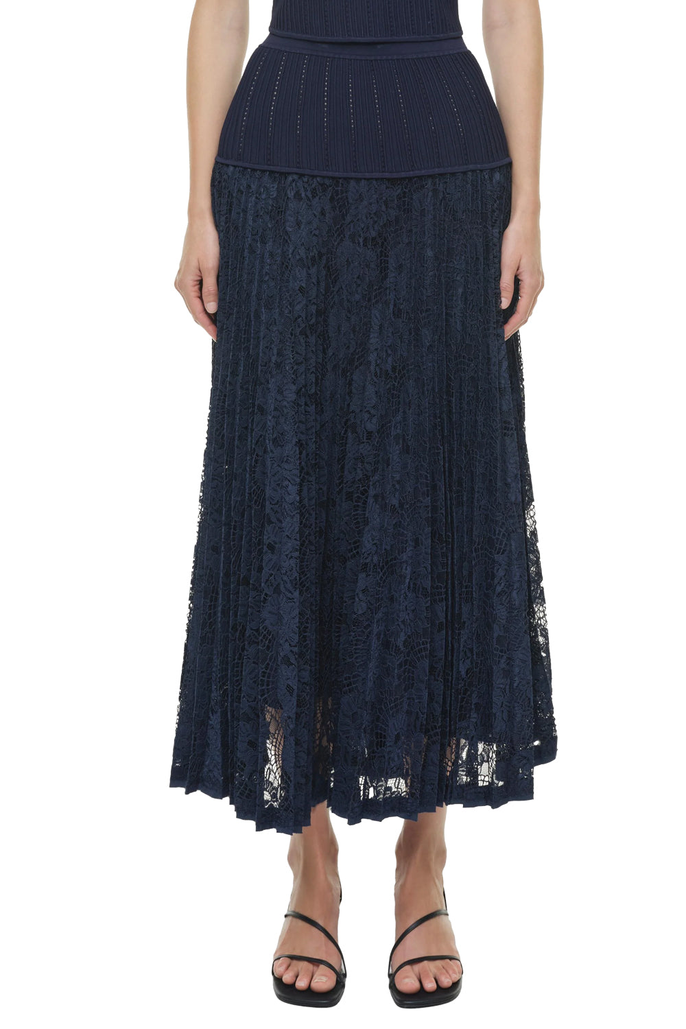 Verona Lace Midi Skirt in Midnight