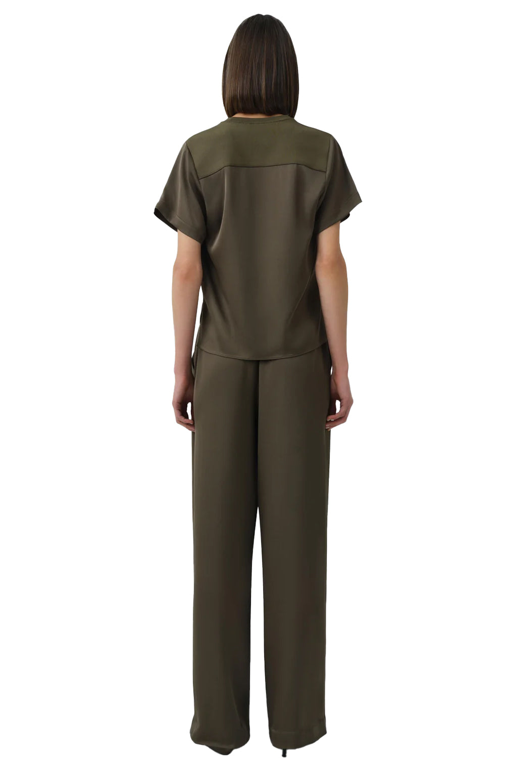 Kyra Wide Leg Satin Pant in Sea Turtle