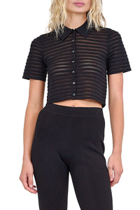 Larken Short Sleeve Cardigan in Black