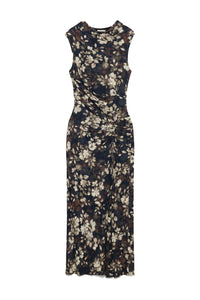 Acacia Draped Jersey Midi Dress in Black Multi