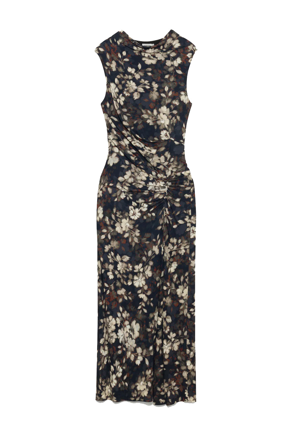 Acacia Draped Jersey Midi Dress in Black Multi