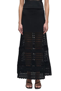 Westly Open Stitch Midi Skirt in Black
